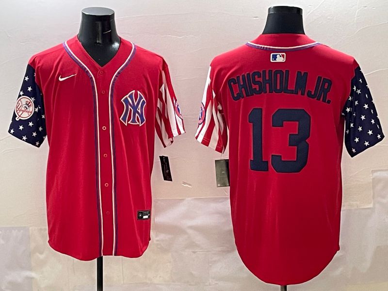 Men New York Yankees #13 Chisholm jr Red a generation of national flags Jointly Name 2025 Nike MLB Jersey style 5->new york yankees->MLB Jersey